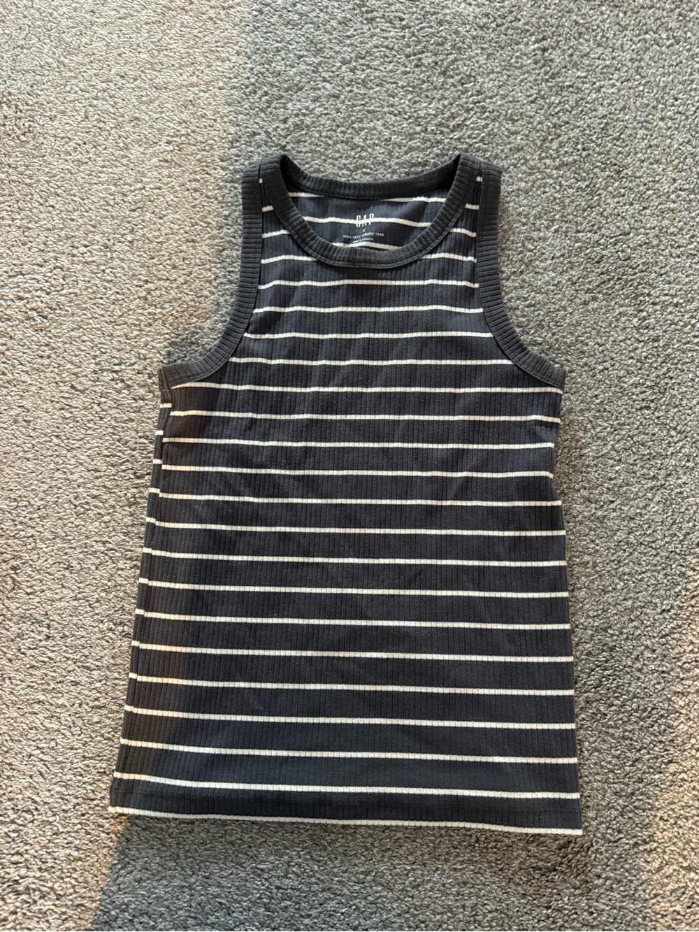 GAP Navy & White Ribbed High-Neck Tank